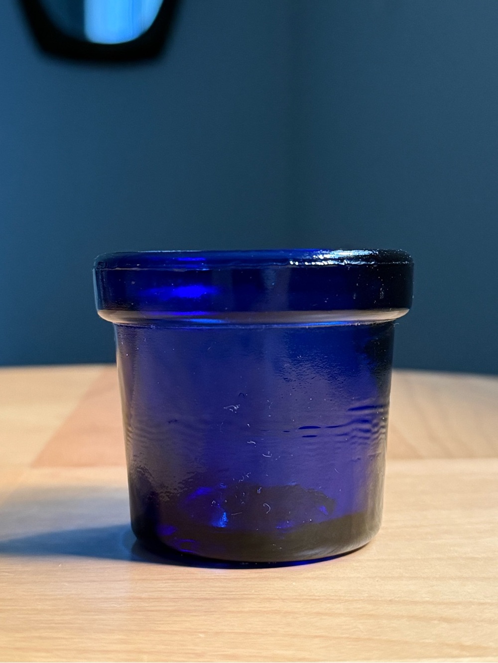 Vintage Cobalt Blue Thick Glass Votive Candle Holder